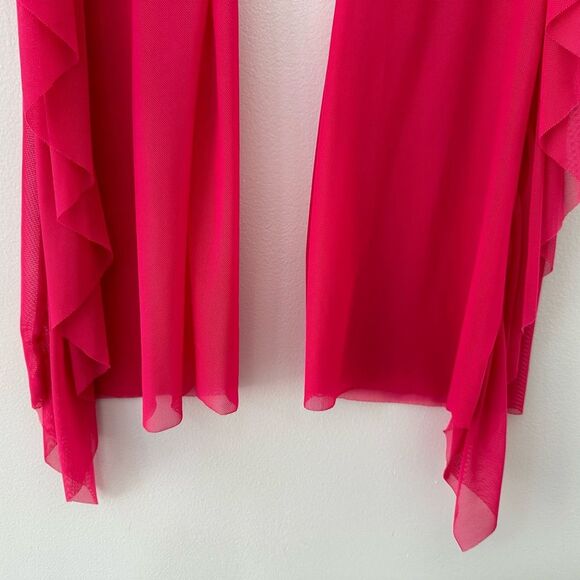 Ruffle Sheer Pants Mesh Beachwear Neon Pink Festival Bikini Cover Up size Medium - Picture 7 of 10